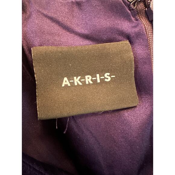 Women US-8 Akris Sleeveless Purple Dress 100% Wool Silk Lining Career Suit - Picture 6 of 7